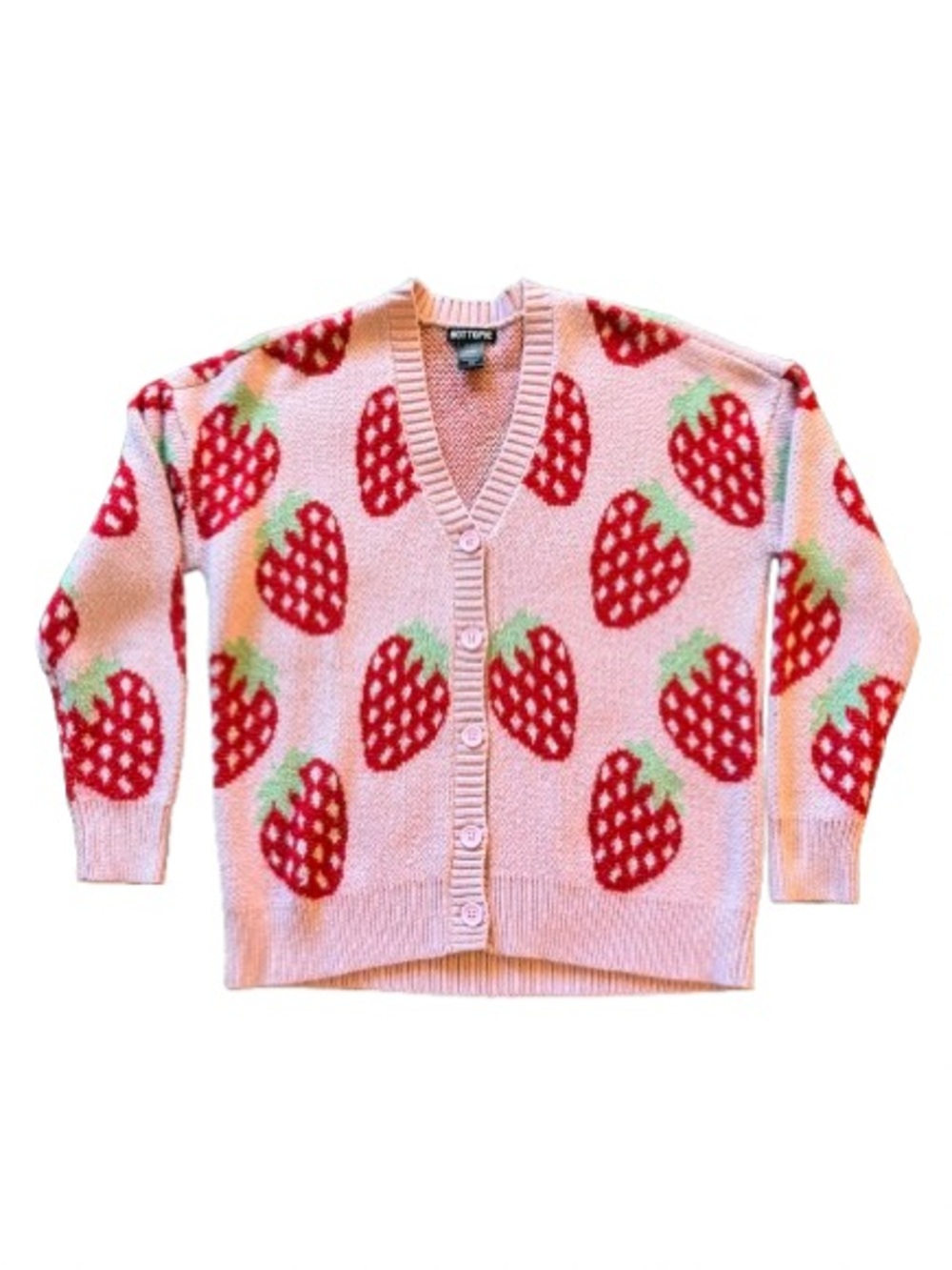Hot Topic Pink Strawberry Cardigan